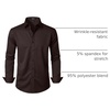 JEMITOP Mens Stretch Wrinkle Free Dress Shirts(Coffee Brown)