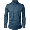 JEMITOP Mens Stretch Wrinkle Free Dress Shirts(Dark Blue)