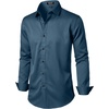 JEMITOP Mens Stretch Wrinkle Free Dress Shirts(Dark Blue)