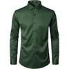 JEMITOP Mens Stretch Wrinkle Free Dress Shirts(Dark Green)