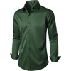 JEMITOP Mens Stretch Wrinkle Free Dress Shirts(Dark Green)