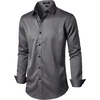 JEMITOP Mens Stretch Wrinkle Free Dress Shirts(Dark Grey)