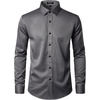 JEMITOP Mens Stretch Wrinkle Free Dress Shirts(Dark Grey)