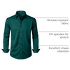 JEMITOP Mens Stretch Wrinkle Free Dress Shirts(Emerald Green)