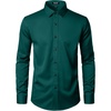 JEMITOP Mens Stretch Wrinkle Free Dress Shirts(Emerald Green)