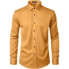 JEMITOP Mens Stretch Wrinkle Free Dress Shirts(Gold)