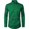 JEMITOP Mens Stretch Wrinkle Free Dress Shirts(Green)