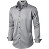 JEMITOP Mens Stretch Wrinkle Free Dress Shirts(Grey)
