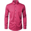JEMITOP Mens Stretch Wrinkle Free Dress Shirts(Hot Pink)