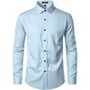 JEMITOP Mens Stretch Wrinkle Free Dress Shirts(Light Blue)