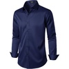 JEMITOP Mens Stretch Wrinkle Free Dress Shirts(Navy)