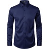 JEMITOP Mens Stretch Wrinkle Free Dress Shirts(Navy)