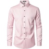 JEMITOP Mens Stretch Wrinkle Free Dress Shirts(Pink)