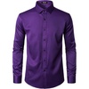 JEMITOP Mens Stretch Wrinkle Free Dress Shirts(Purple)