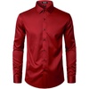 JEMITOP Mens Stretch Wrinkle Free Dress Shirts(Red)