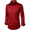 JEMITOP Mens Stretch Wrinkle Free Dress Shirts(Red)