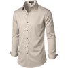 JEMITOP Mens Stretch Wrinkle Free Dress Shirts(Tan)