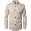 JEMITOP Mens Stretch Wrinkle Free Dress Shirts(Tan)