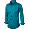 JEMITOP Mens Stretch Wrinkle Free Dress Shirts(Teal)