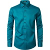 JEMITOP Mens Stretch Wrinkle Free Dress Shirts(Teal)