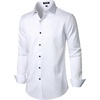 JEMITOP Mens Stretch Wrinkle Free Dress Shirts(White)