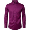 JEMITOP Mens Stretch Wrinkle Free Dress Shirts(Wine Red)