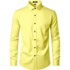 JEMITOP Mens Stretch Wrinkle Free Dress Shirts(Yellow)