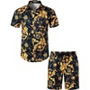 JEMITOP Men’s 2 Piece Set Casual Cotton Stretchy Outfit(Navy Gold)