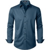 JEMITOP Mens Stretch Wrinkle Free Dress Shirts(Dark Blue)