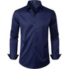JEMITOP Mens Stretch Wrinkle Free Dress Shirts(Navy)
