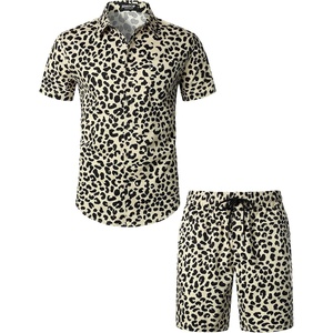 JEMITOP Men’s 2 Piece Set Casual Cotton Stretchy Outfit(Sand Leopard)
