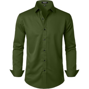 JEMITOP Mens Stretch Wrinkle Free Dress Shirts(Army Green)