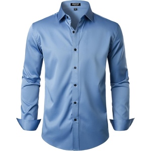 JEMITOP Mens Stretch Wrinkle Free Dress Shirts(Classic Blue)