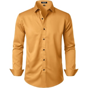 JEMITOP Mens Stretch Wrinkle Free Dress Shirts(Gold)