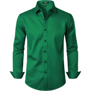 JEMITOP Mens Stretch Wrinkle Free Dress Shirts(Green)