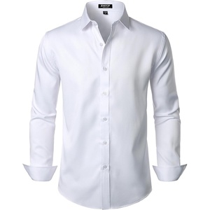 JEMITOP Mens Stretch Wrinkle Free Dress Shirts(Solid White)