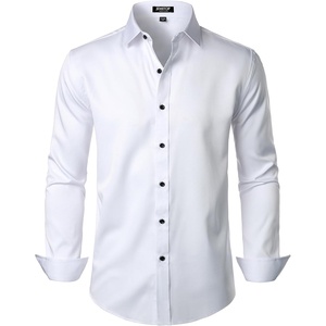 JEMITOP Mens Stretch Wrinkle Free Dress Shirts(White)