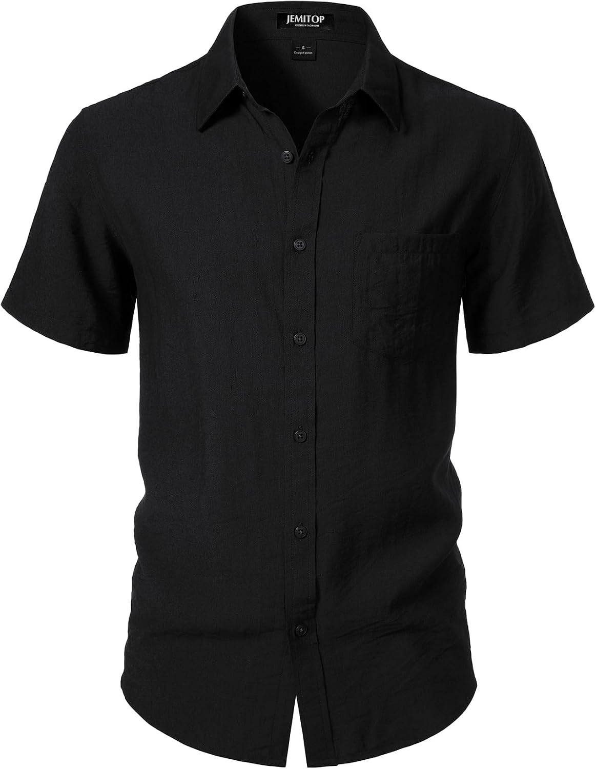 image:imageJEMITOP Mens LinenLike Soft Short Sleeve Casual ShirtBlack
