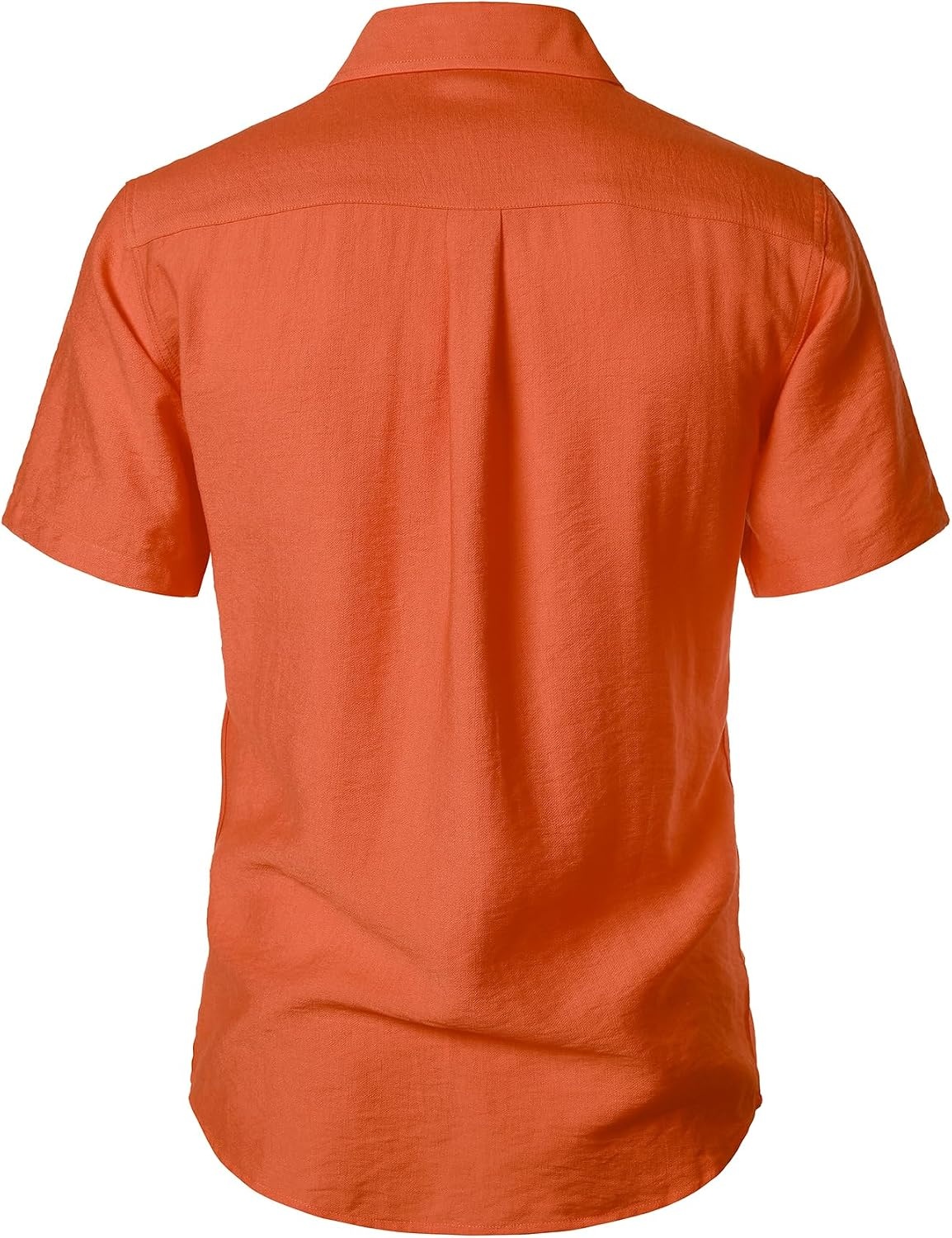 image:imageJEMITOP Mens LinenLike Soft Short Sleeve Casual ShirtOrange