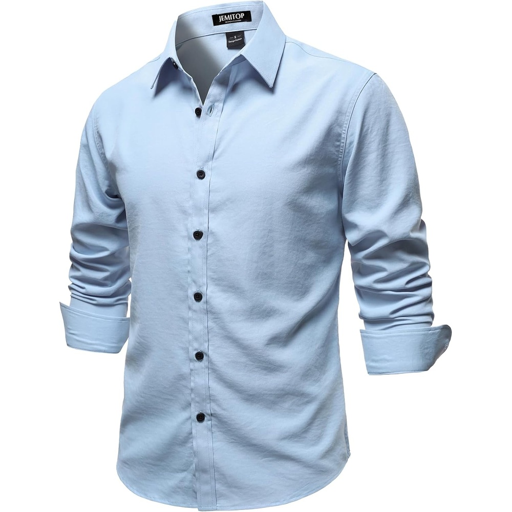image:imageJEMITOP Mens Vintage Stretch Slim Fit Button Up ShirtBlue