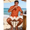 JEMITOP Mens Linen-Like Soft Short Sleeve Casual Shirt(Orange)