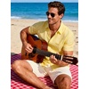 JEMITOP Mens Linen-Like Soft Short Sleeve Casual Shirt(Yellow)