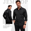 JEMITOP Mens Vintage Stretch Slim Fit Button Up Shirt(Black)