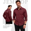 JEMITOP Mens Vintage Stretch Slim Fit Button Up Shirt(Burgundy)