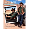 JEMITOP Mens Vintage Stretch Slim Fit Button Up Shirt(Dark Green)