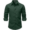 JEMITOP Mens Vintage Stretch Slim Fit Button Up Shirt(Dark Green)