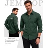 JEMITOP Mens Vintage Stretch Slim Fit Button Up Shirt(Dark Green)