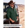 JEMITOP Mens Vintage Stretch Slim Fit Button Up Shirt(Dark Green)