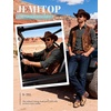 JEMITOP Mens Vintage Stretch Slim Fit Button Up Shirt(Dark Grey)