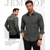 JEMITOP Mens Vintage Stretch Slim Fit Button Up Shirt(Dark Grey)